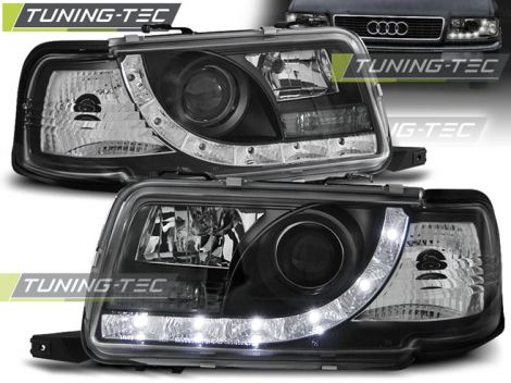 Передние фары Audi 80 B4 1991-1996 с диодными габаритами (LPAU40)
